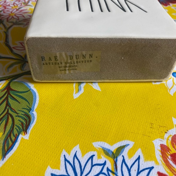 Rae Dunn "THINK" "EVOLVE" Square Plaque Desk Paperweight - Picture 4 of 4